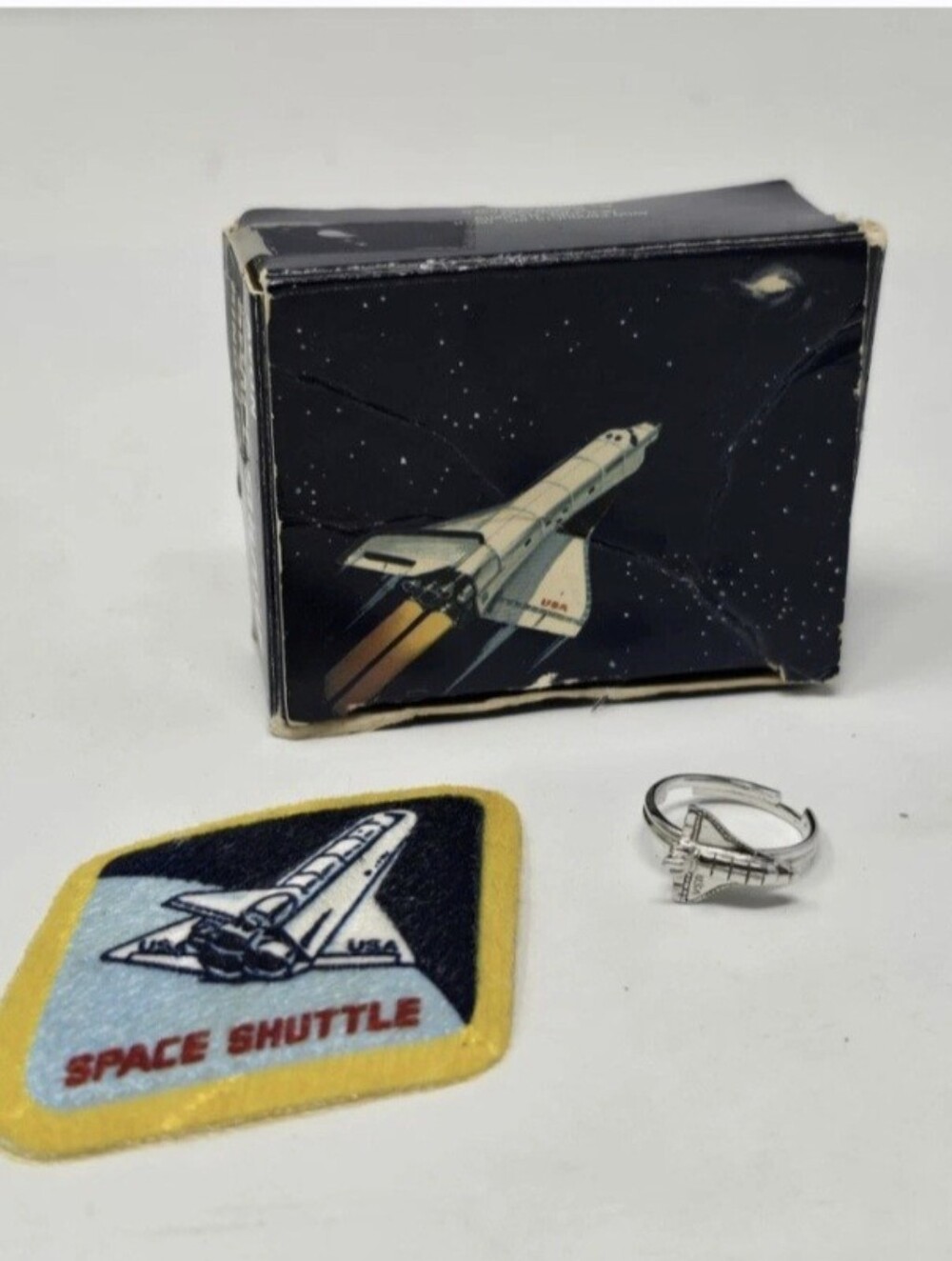 Vintage 1982 Avon Space Shuttle Novelty Ring and Patch